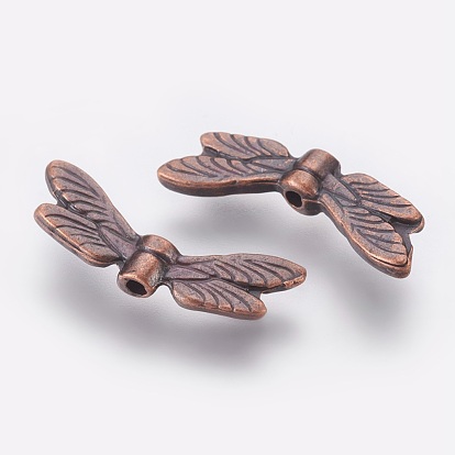 Tibetan Style Alloy Beads, Cadmium Free & Lead Free, Dragonfly, 7x19x2.5mm, Hole: 1.5mm