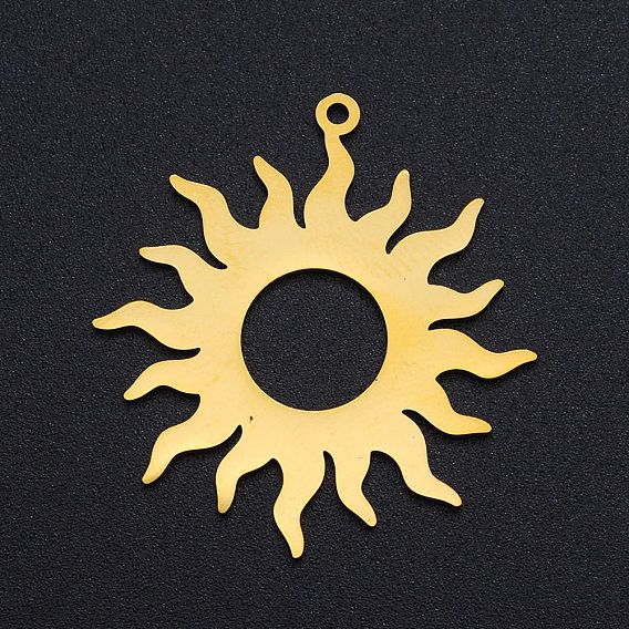 Placage ionique (ip) 201 pendentifs éclipse solaire en acier inoxydable, Coupe au laser, soleil