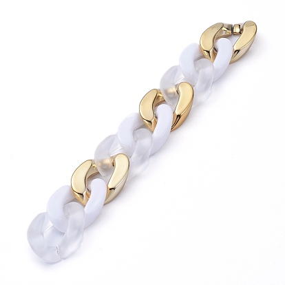 Handmade Acrylic Curb Chains, with CCB Plastic Linking Rings, Oval, for Jewelry Making