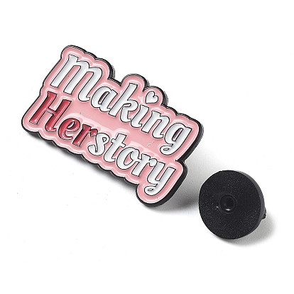 Word Enamel Pins, Black Alloy Brooches for Women