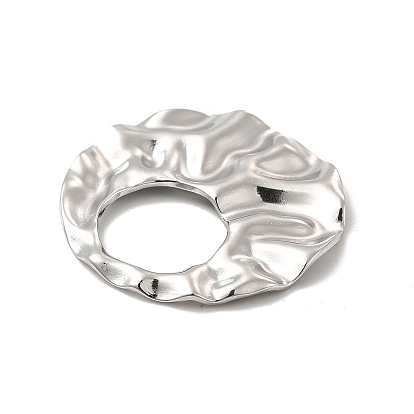 Revestimiento iónico (ip) 304 colgantes de acero inoxidable, textura, encanto de anillo redondo