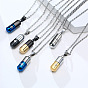316L Stainless Steel Pill with Cross Urn Ashes Pendant Necklace with Cable Chains, Memorial Jewelry for Men Women