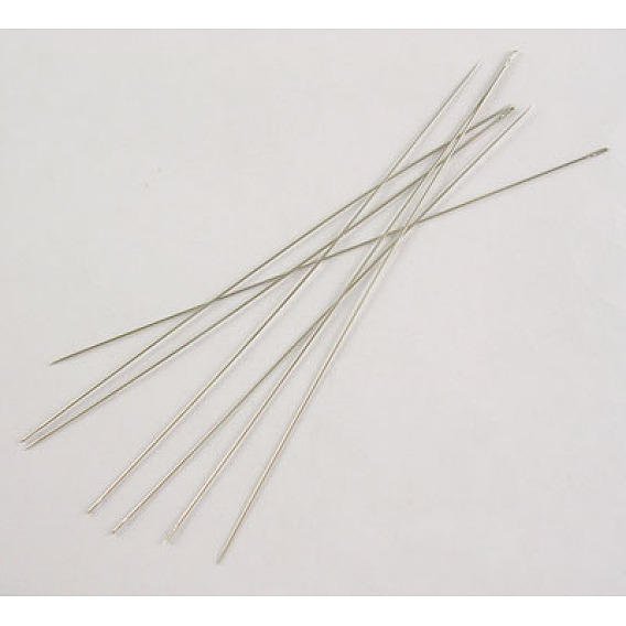 Iron Beading Needles, 0.45mm, 100mm, Hole: 0.3mm