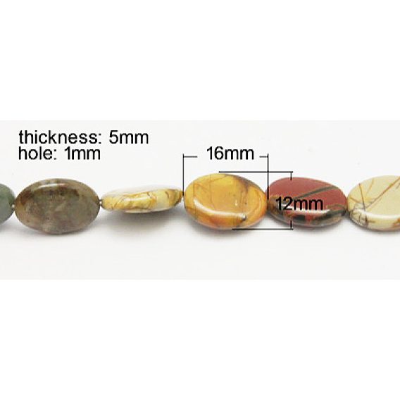 Натуральный камень пикассо / нити из бисера пикассо, овальные, 16x12x5 мм, отверстие : 1 мм