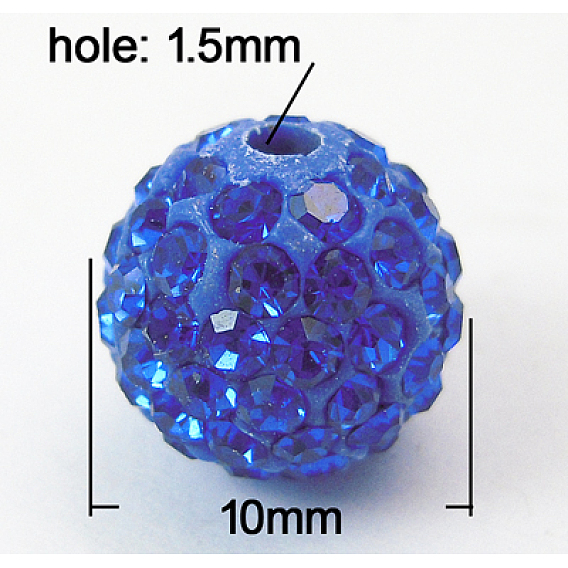 Strass moyen orient des perles, avec de l'argile polymère, Pave perles rondes de boule de disco, pp 13 (1.9~2 mm), 10 mm, Trou: 1.5mm