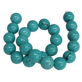 Natural Magnesite Beads, Dyed, Turquoise, Round, 18mm, Hole: 1.5mm