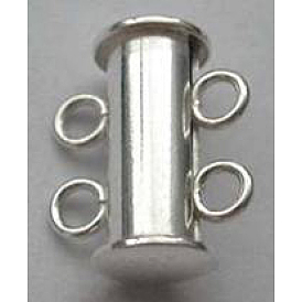 Sterling Silver Slide Lock Clasps, Peyote Clasps, 2 holes, 13.5mm, Hole: 2mm