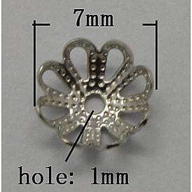 Abalorios de tapas de latón, 7 mm, agujero: 1 mm