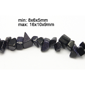 Perles en pierres gemme, synthétique Goldstone, 8~16x6~10x5~9mm, Trou: 1mm, 900mm