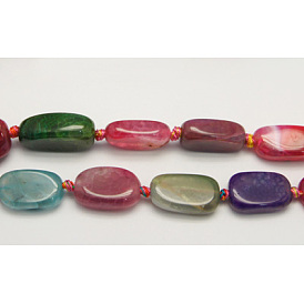 Natural Agate Beads Strands, Dyed, Rectangle, 12~16x21~30x7~10mm, Hole: 2mm