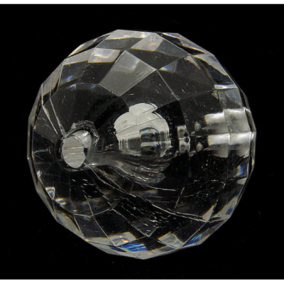 Transparent Acrylic Beads, Faceted Round