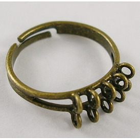 Latón bases de anillo ajustable, con 10 de bucle, sin níquel, ajustable, 17 mm