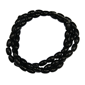 Brins de perles d'onyx noir naturel, teint, riz, 4x6mm, Trou: 0.8mm