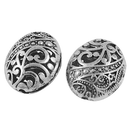 Tibetan Style Filigree Beads, Cadmium Free & Nickel Free & Lead Free, Oval, 22x18x11mm, Hole: 2mm
