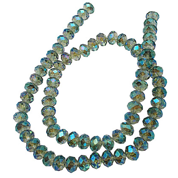 Perles en verre electroplate, facette, plat rond, 10x8mm, Trou: 1 mm