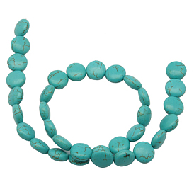 Synthetic Howlite Beads, Dyed, Flat Round, 12x6mm, Hole: 1mm, about 1000pcs/kg