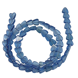 Glass Beads, Imitation Blue Quartz, Heart, 6x3mm, Hole: 1mm, about 70 pcs/strand, 15.5 inch 