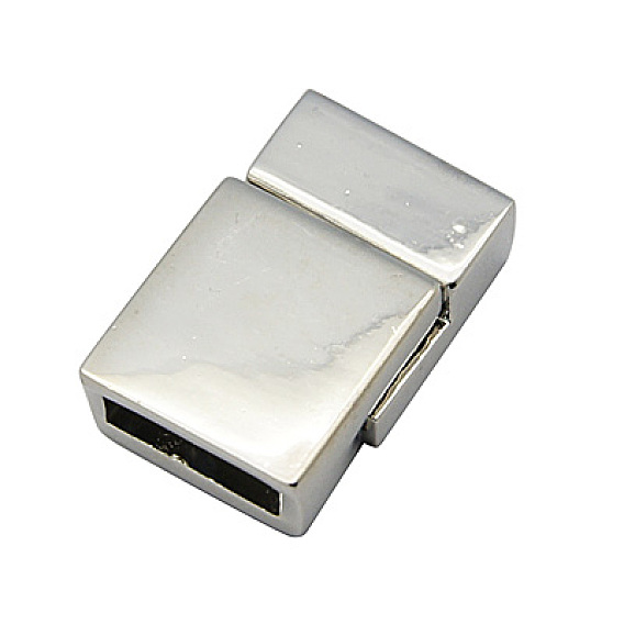 Alloy Magnetic Clasps with Glue-in Ends, Rectangle, 13x20x6.5mm, Hole: 3x10mm
