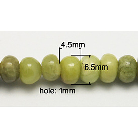 Hebras de perlas naturales peridoto, Rondana plana, 6.5x4.5 mm, agujero: 1 mm, 16 pulgada