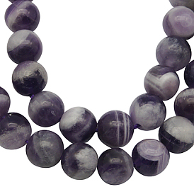 Perles en pierres gemme, améthyste naturelle, ronde, Trou: 0.8mm