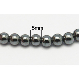 Non-magnétiques perles d'hématite synthétique brins, ronde