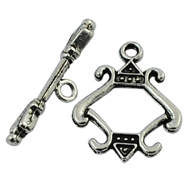 Tibetan Style Alloy Toggle Clasps, Lead Free and Cadmium Free, Rhombus