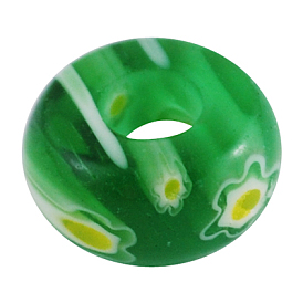 La main de perles de verre millefiori, rondelle, 14x7mm, Trou: 5mm