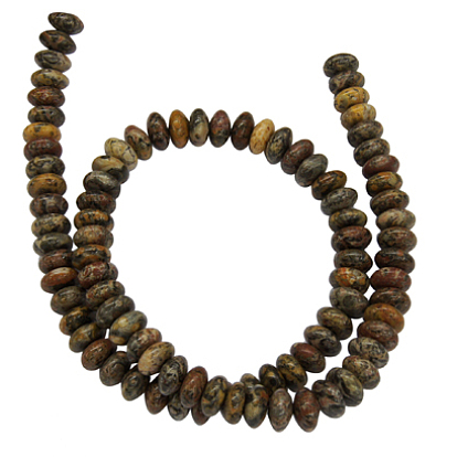 Природный драгоценный камень, рондель, шкура леопарда, 8x4 мм, отверстие : 1 мм
