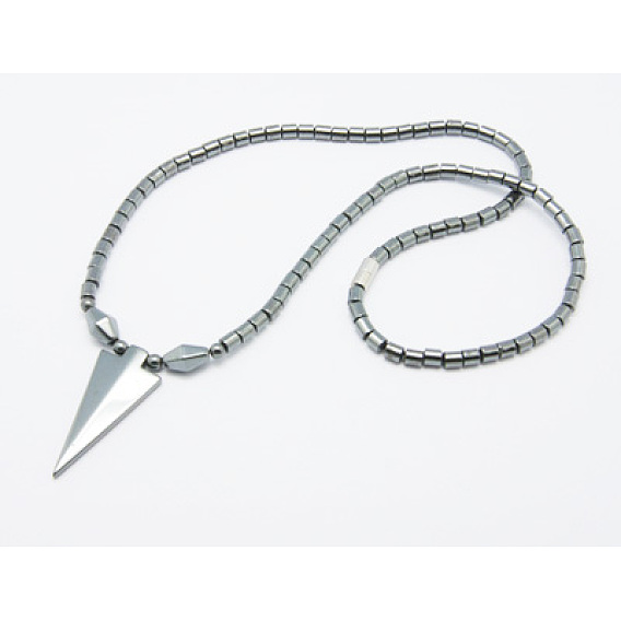 Non-Magnetic Synthetic Hematite Necklaces, with turnbuckle and Triangle Pendant, Length: 20.2 inch 