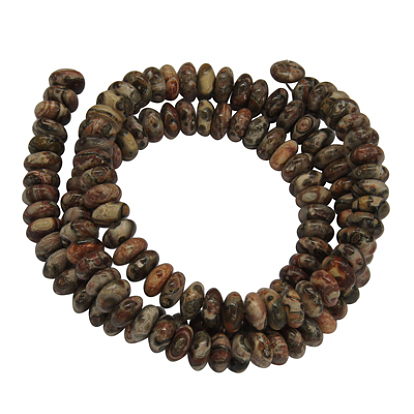 Natural Gemstone Beads, Rondelle, Leopardskin, 6x3mm, Hole: 1mm