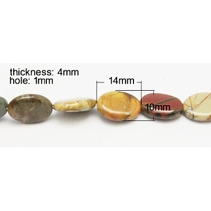 Pierre naturelle picasso / perles de jaspe picasso, ovale, 14x10x4mm, Trou: 1mm