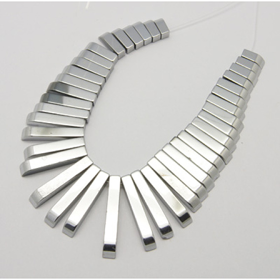 Non-Magnetic Synthetic Hematite Graduated Beads, Rectangle, 9.5~30x4x4mm, Hole: 1mm, Length: 6.5 inch