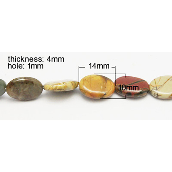 Piedra picasso natural / cuentas de jaspe picasso hebras, oval, 14x10x4 mm, agujero: 1 mm