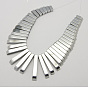 Non-Magnetic Synthetic Hematite Graduated Beads, Rectangle, 9.5~30x4x4mm, Hole: 1mm, Length: 6.5 inch