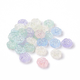 Transparent Frosted Acrylic Beads, AB Color Plated, Rose