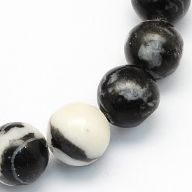 Zébrées naturelle perles rondes de jaspe brins