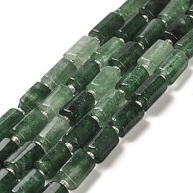 Natural Green Strawberry Quartz Beads Strands, with Seed Beads, Faceted, Column