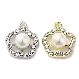 Alloy with Rhinestone Pendants, with ABS Imitation Pearl, Flower Charms