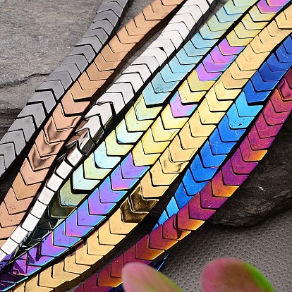Electroplated Arrows Non-magnetic Synthetic Hematite Bead Strands, 6x6x3mm, Hole: 1mm, about 101pcs/strand, 15.9 inch
