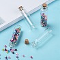 Botella de cristal frasco de vidrio para envases de cuentas, con tapón de corcho, deseando botella