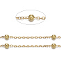 Brass Flat Oval Cable Chains, Satellite Chains, with Round Beads, Unwelded, with Spool, Cadmium Free & Lead Free
