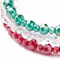 Glass Beaded Multi-strand Bracelet, Alloy Christmas Tree Charm Triple Layers Bracelet for Women