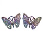 Rack Plating Rainbow Color Alloy Pendants, with Crystal Rhinestone, Cadmium Free & Nickel Free & Lead Free, Butterfly