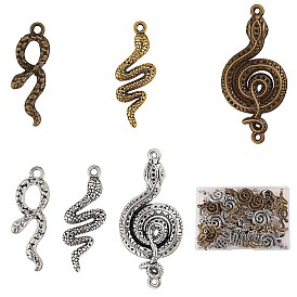 48Pcs 6 Style Tibetan Style Alloy Pendants, Snake