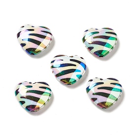 Placage uv perles acryliques irisées arc-en-ciel opaques, cœur