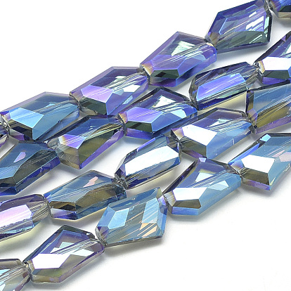 Electroplate Glass Beads Strands, Rainbow Plated, Faceted