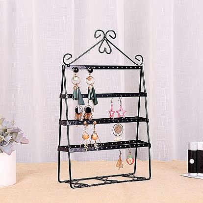 4-Tier Iron Earring Display Stands, Rectangle Jewelry Earring Organizer Holder