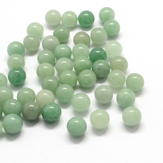 Круглые натуральный зеленый авантюрин бисером, сфера драгоценного камня, нет отверстий / незавершенного, 10~11 мм