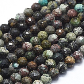 Natural Chrysocolla Beads Strands, Faceted, Round