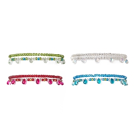 Ensemble de bracelets de cheville extensibles en perles de verre, bracelets de cheville empilables, avec des charmes de larme
